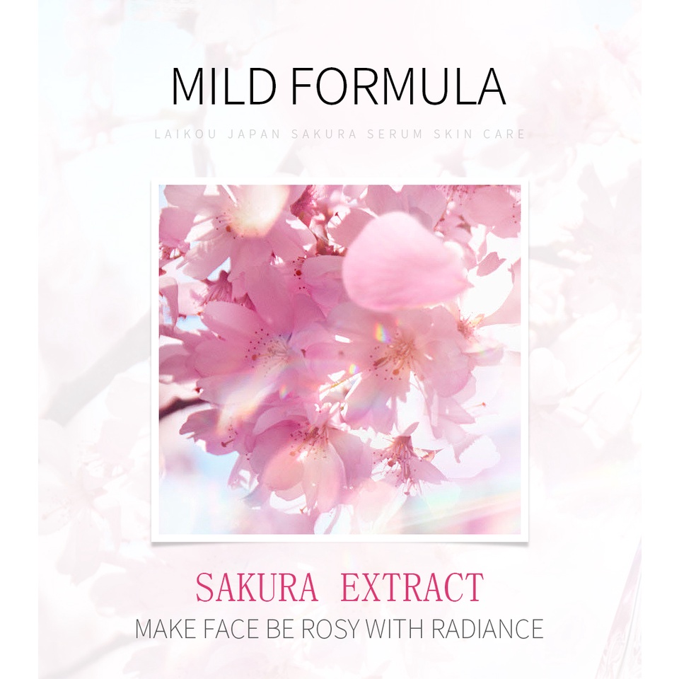 LAIKOU Sakura Serum Pemutih Wajah Menghaluskan Kerut Esensi Bunga Sakura 1ml