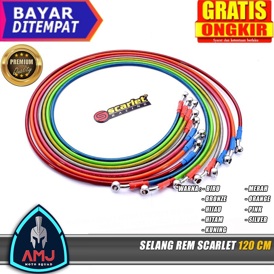 Selang Cakram Rem Scarlet 120 cm Universal selang rem depan variasi , rem variasi , rem motor
