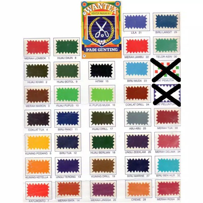 Wantex Padi Gunting Dan Wantex Super Usa Pewarna Textile Tidak Mudah Luntur Dan Warna Pekat