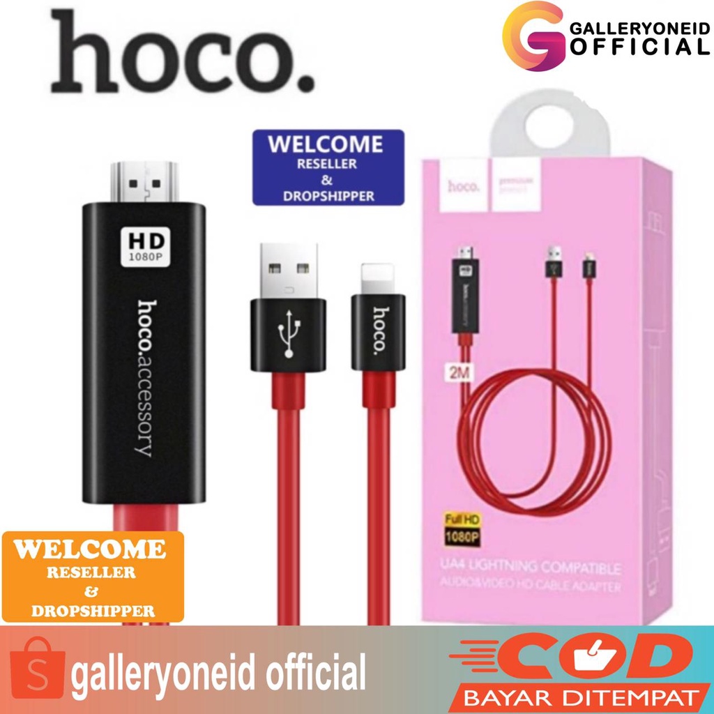 Kabel Adapter HDTV iPhone to HDMI Video Connector USB Lightning Ipad 2M Aksesoris Handphone Hp GALLERYONE gallery one