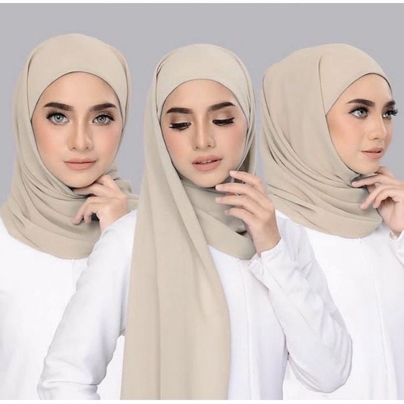 SN Pashmina Inner 2in1 Bahan Ceruty Babydoll Tidak Panas Dipakai