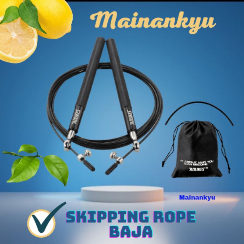 (MAINANKYU) AOLIKES Tali Skipping Jump Rope Steel Wire Bearing - 3202 - Black