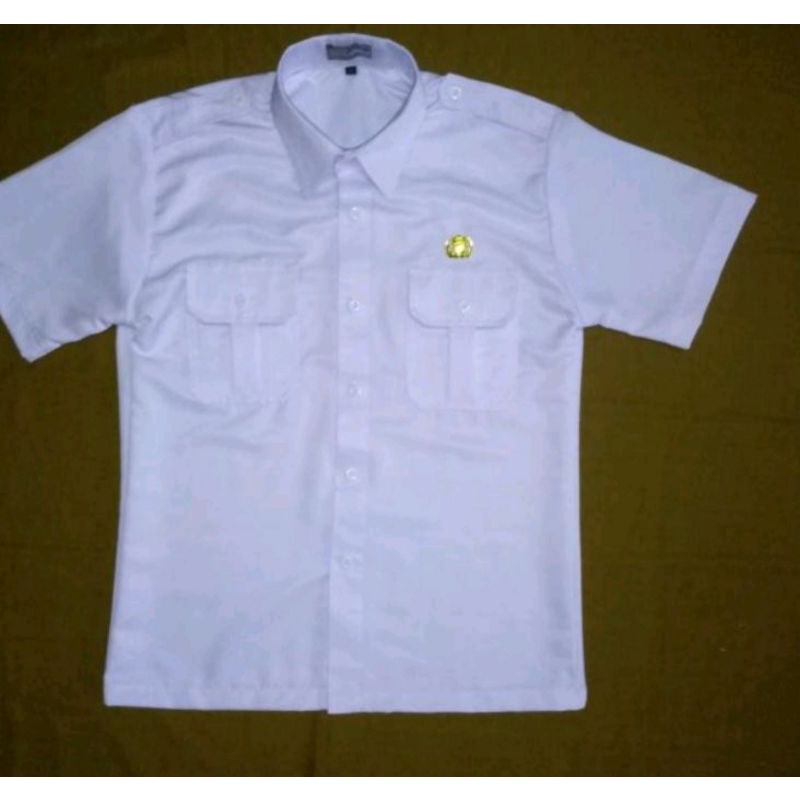 kemeja putih pria lenggan penden pns bonus pin korpri