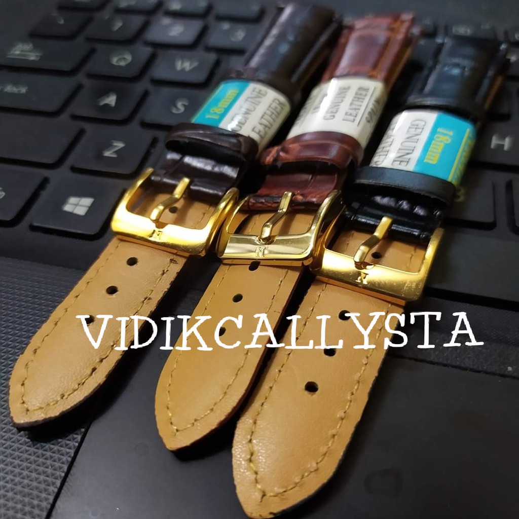 BEST SELLER Murah tali jam tangan kulit kalep ukuran 18mm 20mm 22mm 24mm Buckle gold