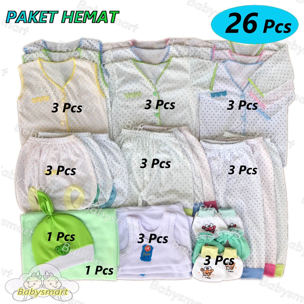 Babysmart - Paket Hemat Perlengkapan Baju Bayi Baru Lahir (New Born) POLKADOT Ekonomis dan Hemat PAKET POLKADOT HANDUK