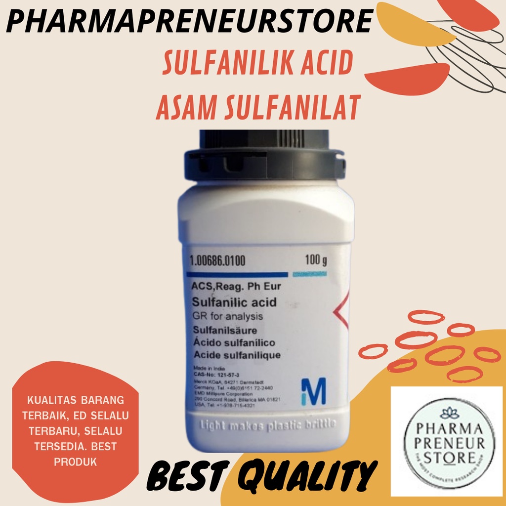 SULFANILIC ACID / ASAM SULFANILAT PRO ANALISA 5 GRAM PRO ANALISA MERCK BEST QUALITY