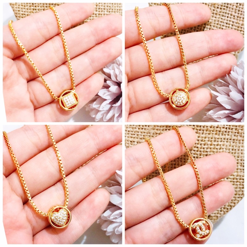 Kalung liontin permata bulat emas dewasa Xuping