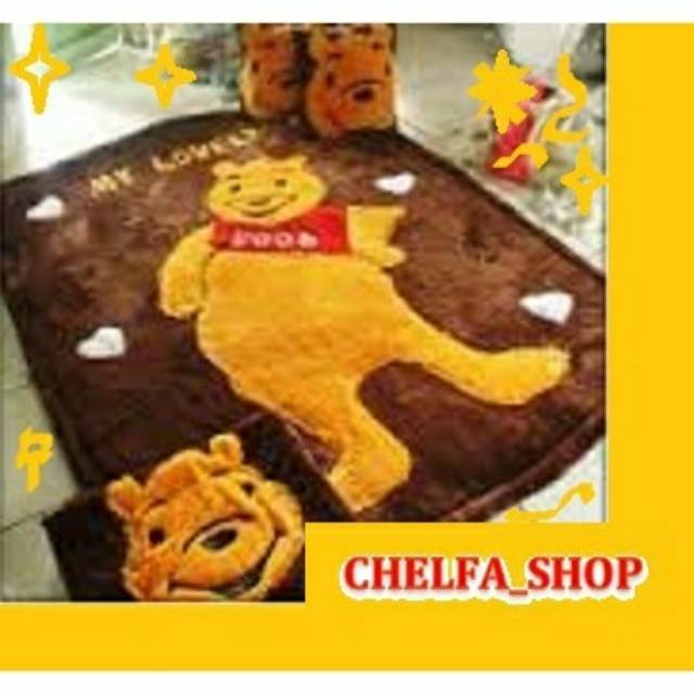 KASUR KARPET BULU RASFUR KARAKTER 5cm 2 bantal 1 guling / keset lucu