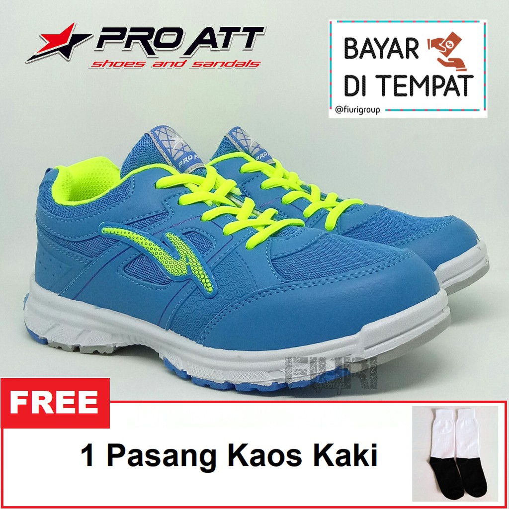 FIURI - Pro ATT Original - LG-457 Biru 37-40 - Sepatu Kets Wanita - Sepatu Sneakers Wanita - Sepatu Olahraga Sport Wanita - Sepatu Casual - Sepatu Jogging Lari Fitness Gym Senam Wanita - Sepatu Anak Perempuan Cewek-Sepatu Sekolah Bertali SD SMP SMA Murah