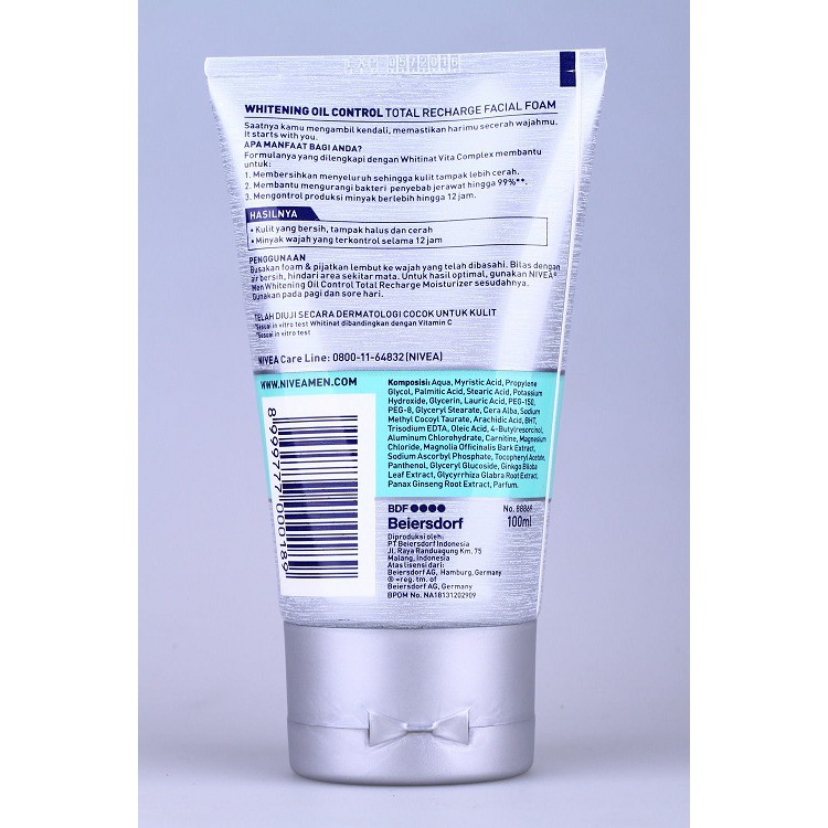 nivea men whitening oil control total recharge moisturizer