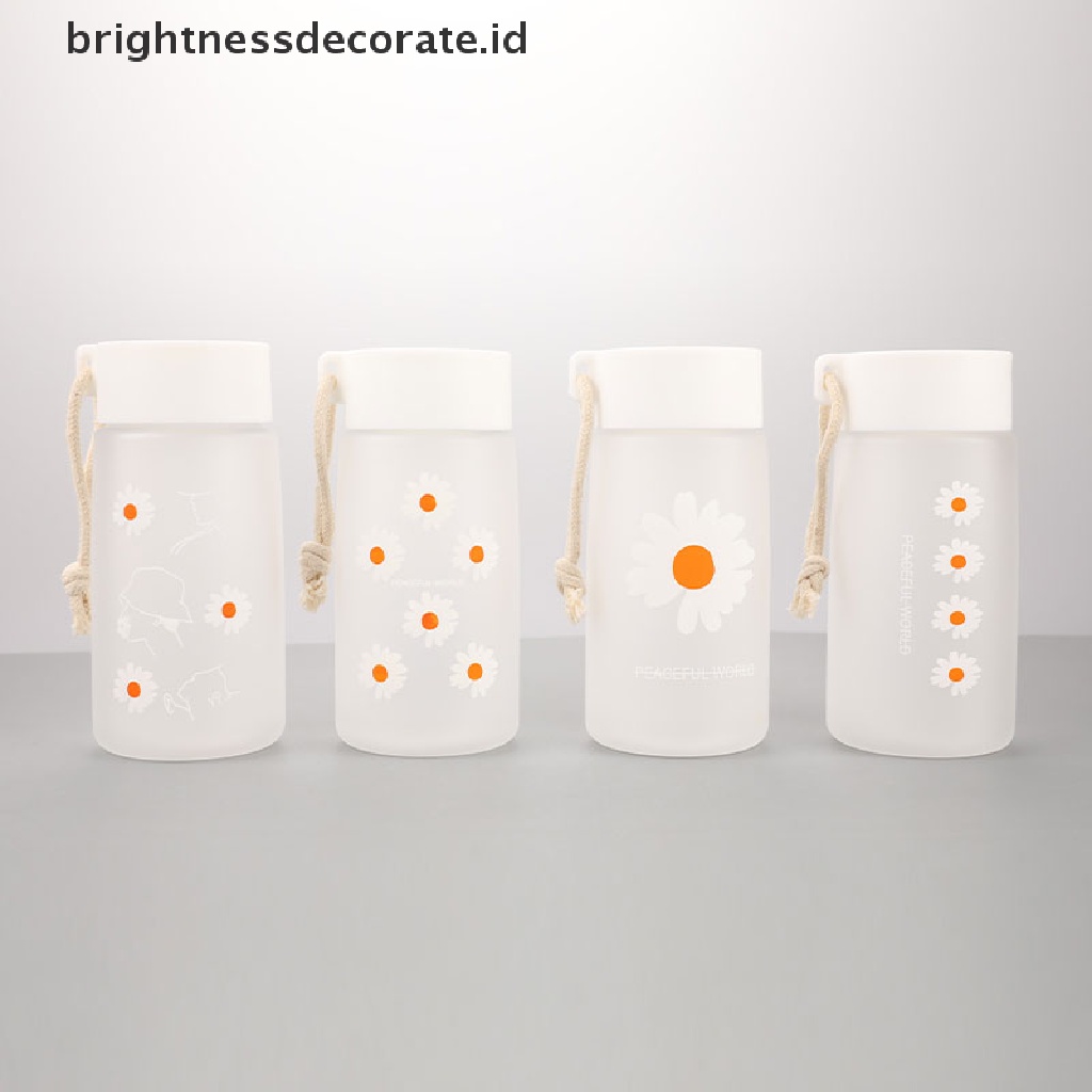 Botol Minum Plastik Transparan Portable 500ml Motif Bunga Daisy Untuk Travel
