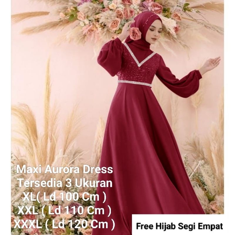 COD ☑️PAKAIAN MUSLIM+ HIJAB SEGI EMPAT/MAXI AURORA DRESS/MATT MOSCREPE MIX BROKAT/2 UKURAN XL-XXL/PAKAIAN MUSLIM HIJAB/GAMIS TERBARU/FASHION MUSLIM TERBARU/GOOD QUALITY