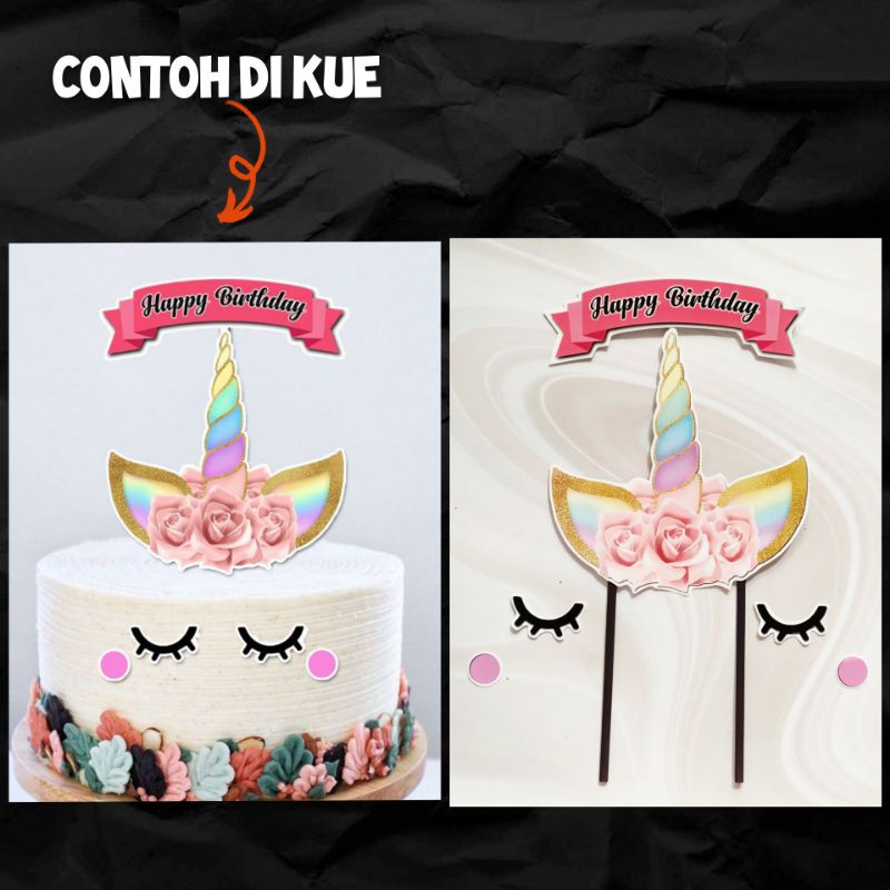 cake topper toper hiasan kue ulang tahun motif kuda tanduk unicorn UNICORN