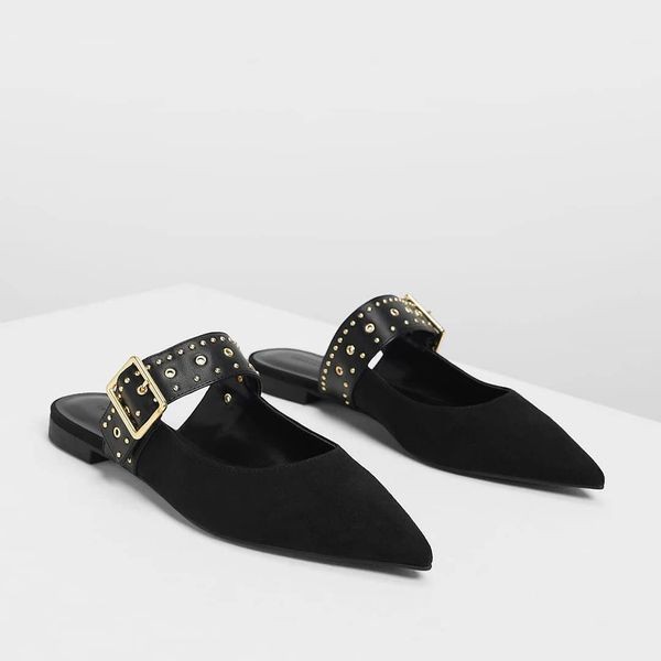 Cnk Studded Buckle Mules Ck Shoes Sandal Flat Sepatu Sandal Sepatu Flat Wanita Import 03658