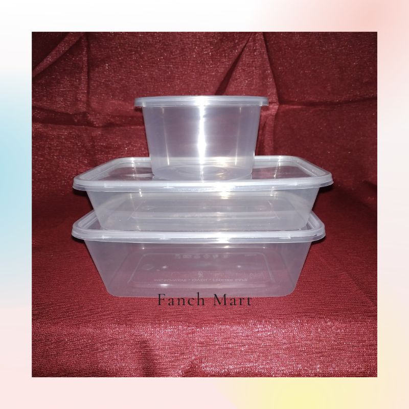Kotak Makan Plastik | Tepak Makan | Food Container | Bulat Kotak | 300 ml |500 ml| 750 ml