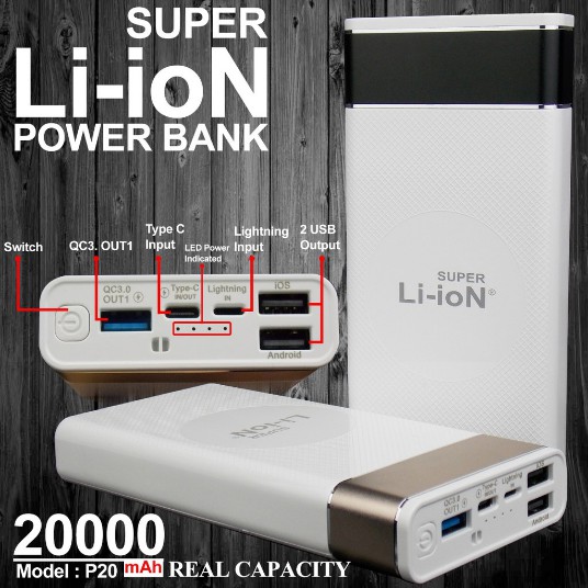 POWERBANK SUPER LI-ION P20 20.000 MAH
