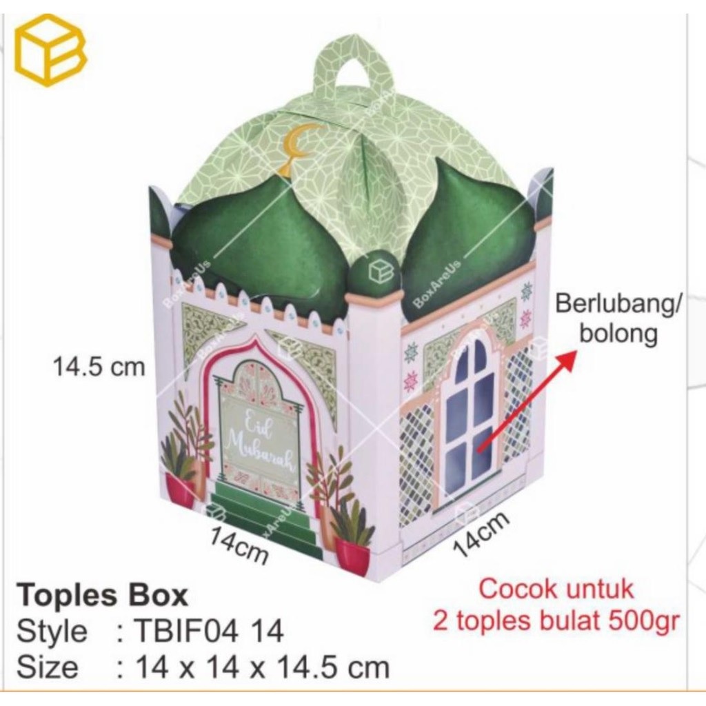 Dus Toples Lebaran Kubah Hijau TBIF04 - Box Toples Lebaran - Gosend/Grab Only!!