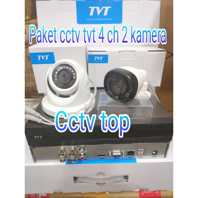 paket cctv 4 ch 2 kamera 2mp TVT LENGKAP tinggal pasang