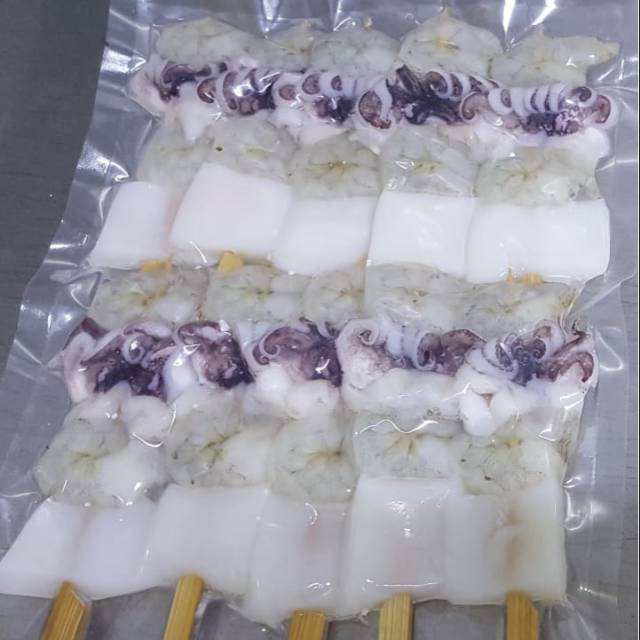 Sate udang cumi seafood isi 10 tusuk