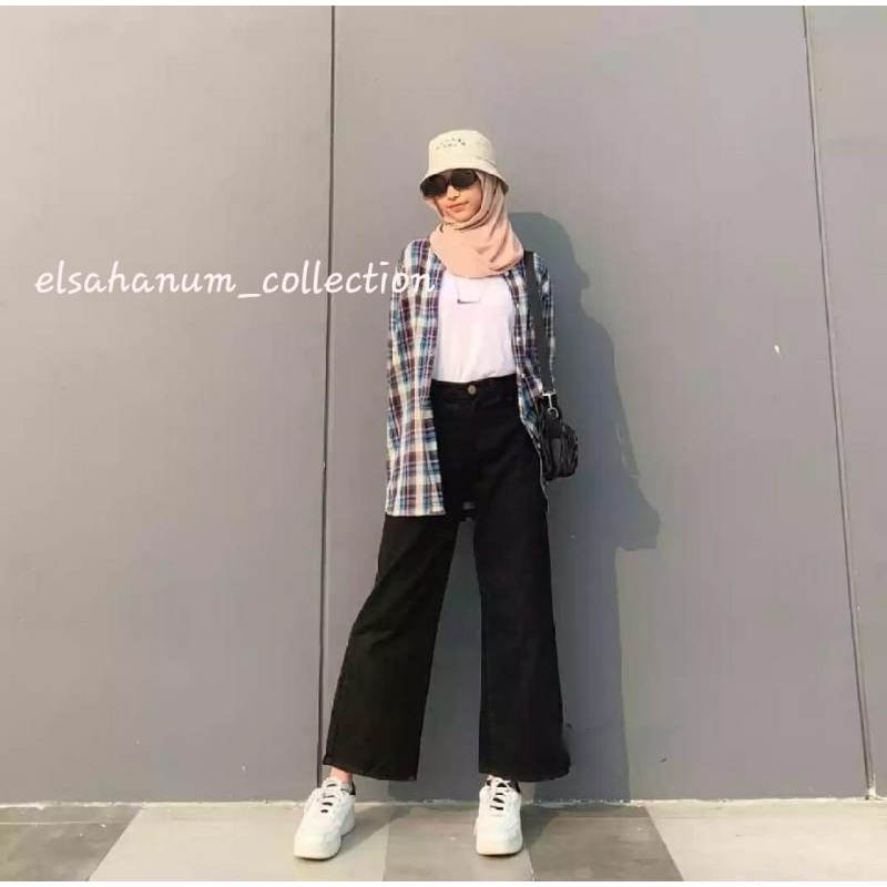 Celana Kulot Jeans Wanita Putih Lilac Hitam  Mocca Denim Jins Highwaist Cewek MOZZA JEANS CULLOTE TERLARIS