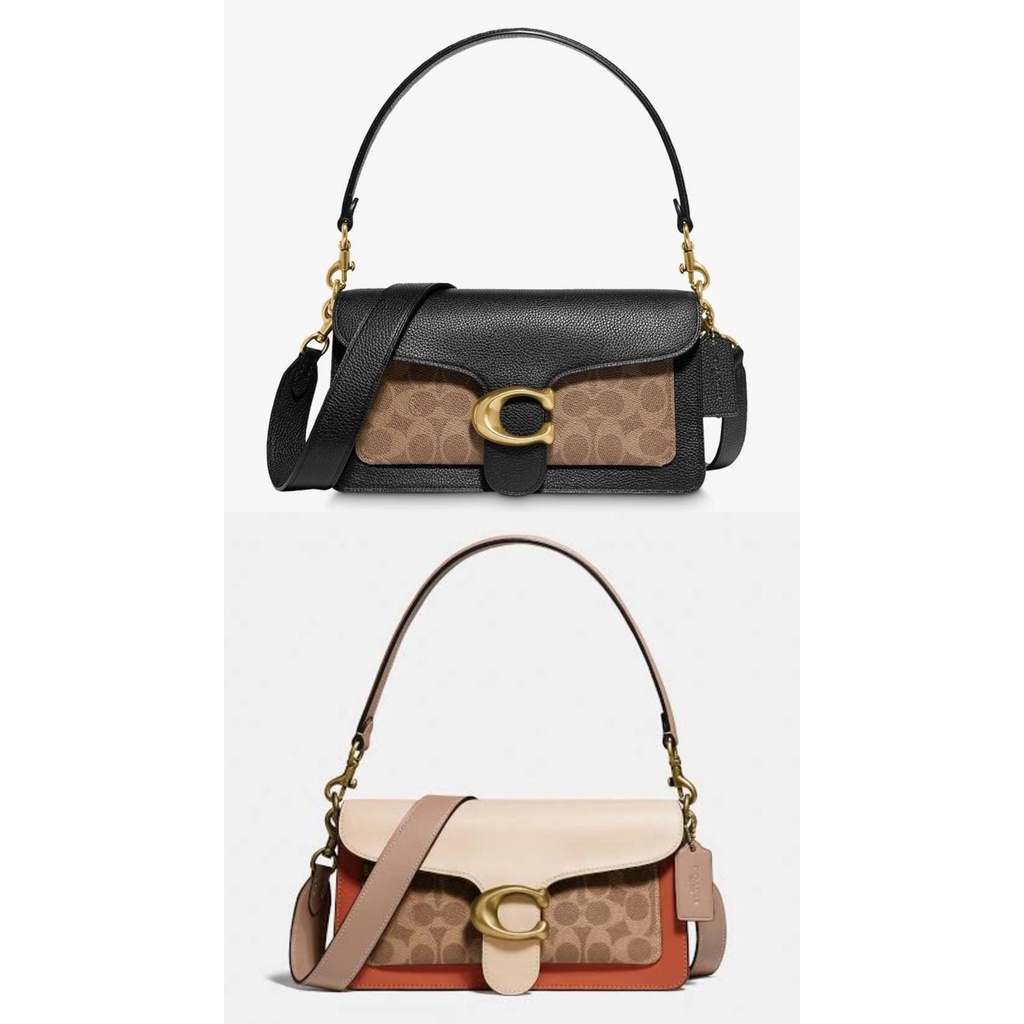 Tas Coach Tabby Shoulder Signature Tan Black/Ivory New Original