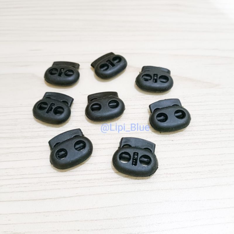Stopper Tali 2 Lubang Hitam | Stopper strap mask Stoper bahan aksesoris tali craft