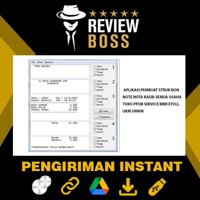 Jual Aplikasi Pembuat Struk Bon Note Nota Kasir Semua Usaha Toko Ppob Service Bbm Etoll Ukm Umkm 6604