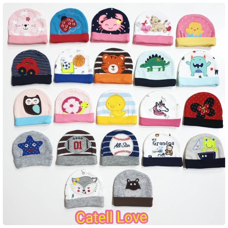 Topi baby catell love boy/girl dengan bordir yg menarik 0-3bln 113223