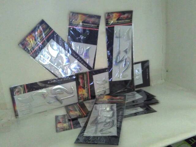 Sticker/stiker bentuk devil silver untuk aksesoris emblem logo mobil