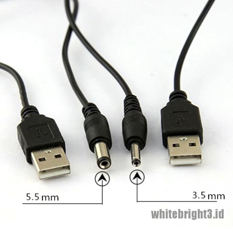 &lt; White3 &gt; Kabel Power DC Barrel Jack Konektor USB Port Ke 2.5 3.5 4.0 5.5mm 5V