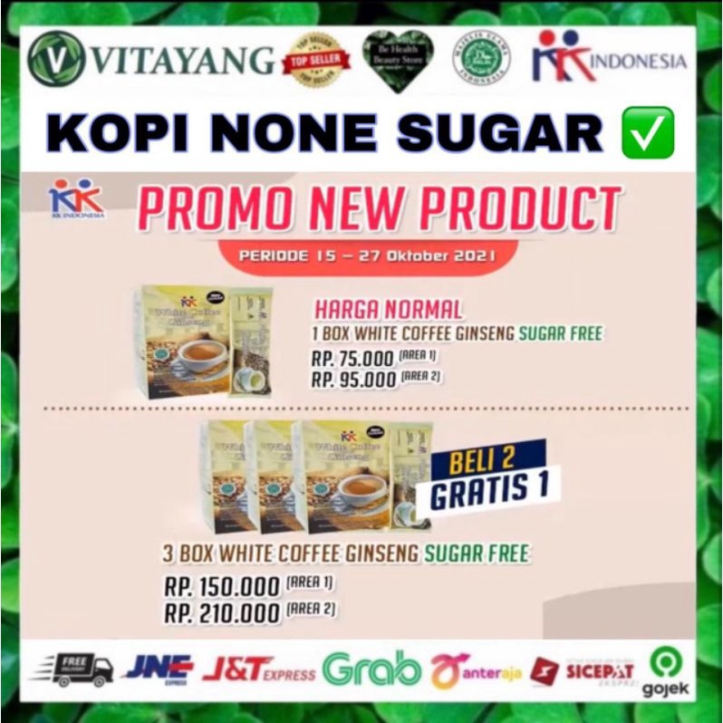 

White Coffee with Ginseng SUGAR FREE tanpa GULA white kopi Vitayang KK