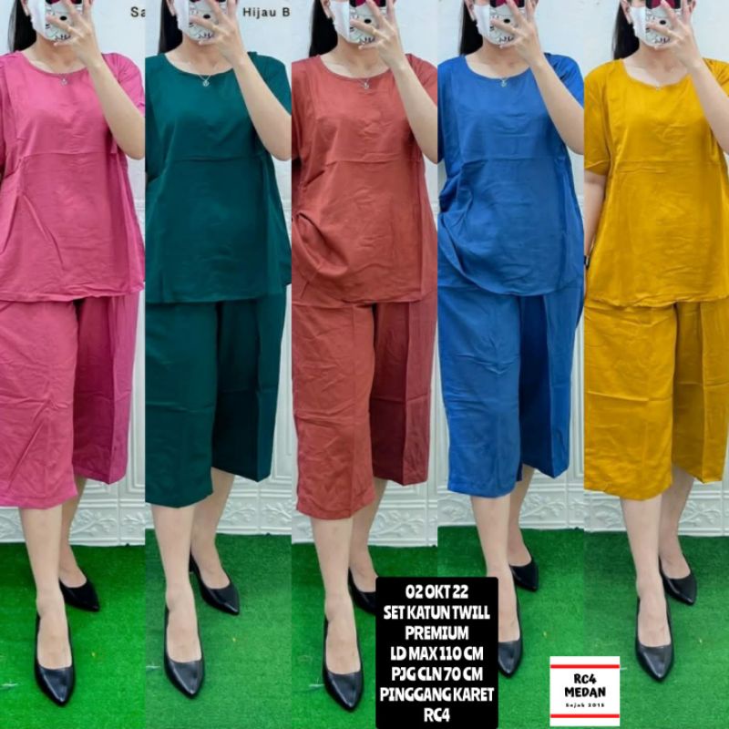 setelan katun twill import