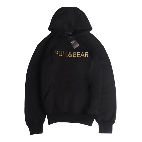 Jaket Sweater Hoodie P AND BEAR EMBOSH FOIL GOLD – Black Edition Fashion Trendy Casual Pria Good Brand Quality Stylish