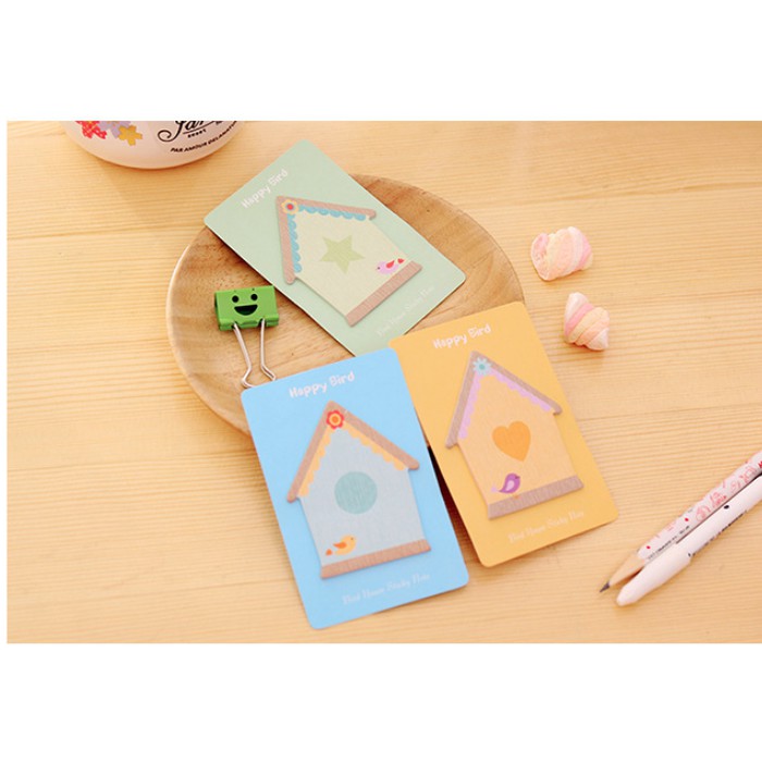 memo tulis bentuk rumah, memo stick korea, zakka jepang, memo