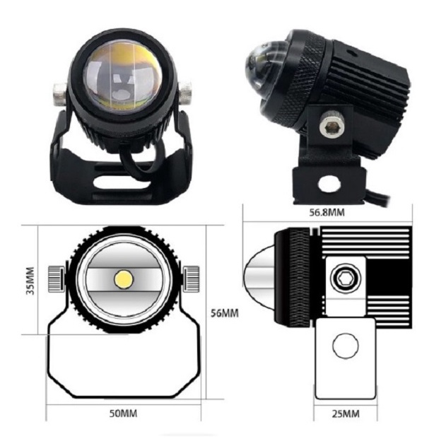 Lampu Sorot Tembak Laser Gun Mini LED D2 VINYX Mobil Motor 20Watt 2 Warna Putih Kuning 20W 20 Watt Lasergun