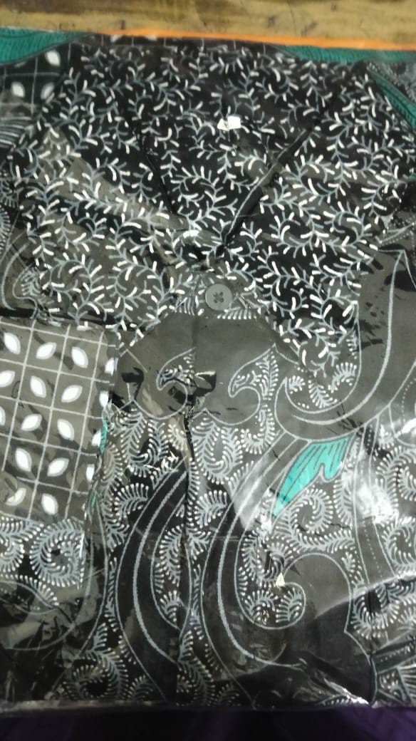 New Kemeja Batik Pria Lengan Panjang Size M L Xl Xxl  Bswart Batik Hrb026 Kenongo Hem Panjang Padi