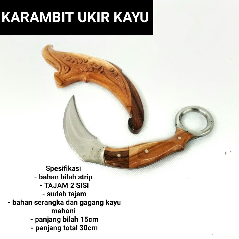 KARAMBIT 2 SISI / KRAMBIT UKIR KAYU BATIK BAYAR DI TEMPAT