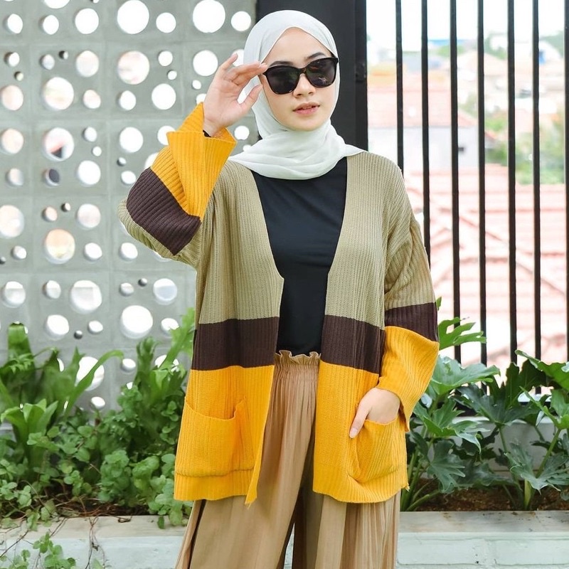 Cardigan wanita rajut halus long cardigan camerun oversize lengan panjang