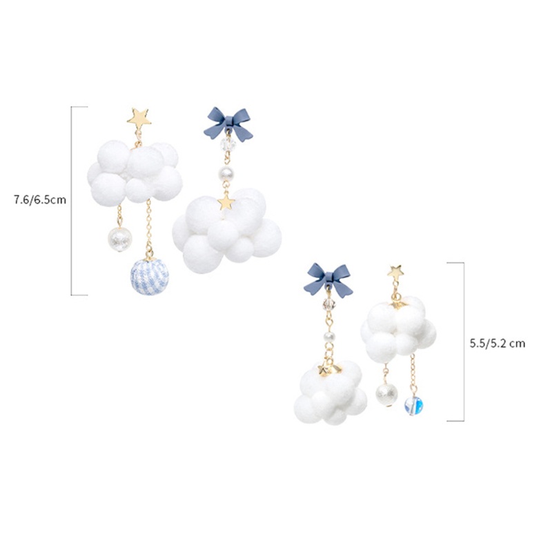 Siy Anting Tusuk Gantung Desain Awanpompom Warna Putihbiru Gaya Romantis Untuk Wanita 2021