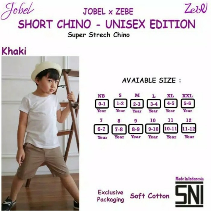 JOBEL Short Pants Chino Boy Unisex Edition Celana Pendek Anak- Kazel