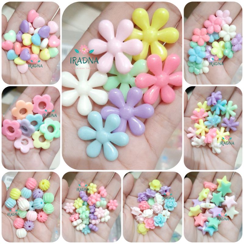 (10gr) Manik Mote Ronce Susu Pastel Beads Berbagai Bentuk Craft DIY