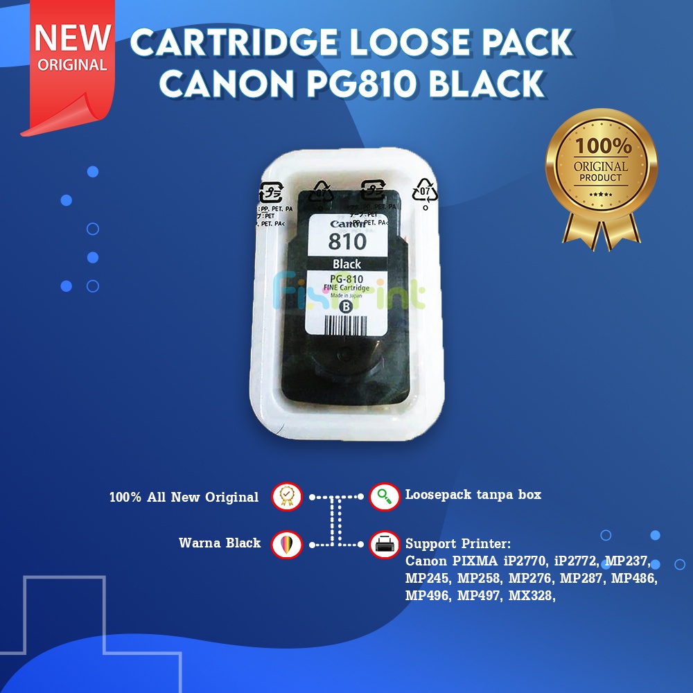 Cartridge Loose Pack Original Canon 810 811 Black Color Tanpa Box