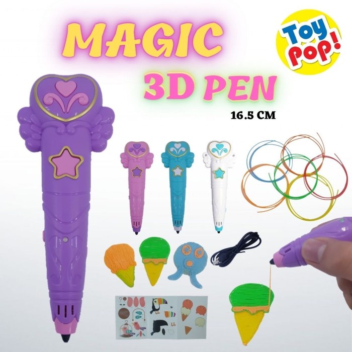 

(BISA COD) Mainan Edukasi Anak Magic 3D Pen Pulpen Ajaib membuat gambar 3 dimensi - Putih