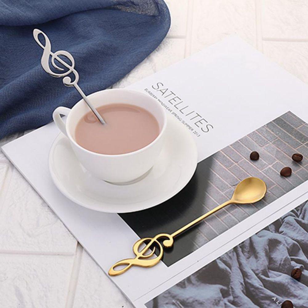 Nickolas1 Sendok Teh Kreatif Multi-Warna Opsional Cermin Dipoles Stainless Steel Alat Dapur Hadiah Sendok Simbol Musik Dessert Spoon