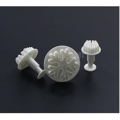 Fondant Plunger Cutter - Cetakan Fondant Snowflakes #02 (3pcs)