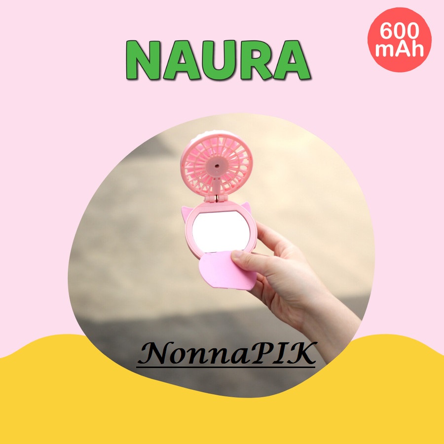 CERMIN LED MINI FAN kipas NAURA Fun Doh / Kipas Mini Portabel Cermin led