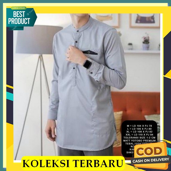 Koko Pria Murah Baju Muslim Habaib Untuk Santri Dan Orang Tua - M Putih Tulang Dewasa Remaja Origina