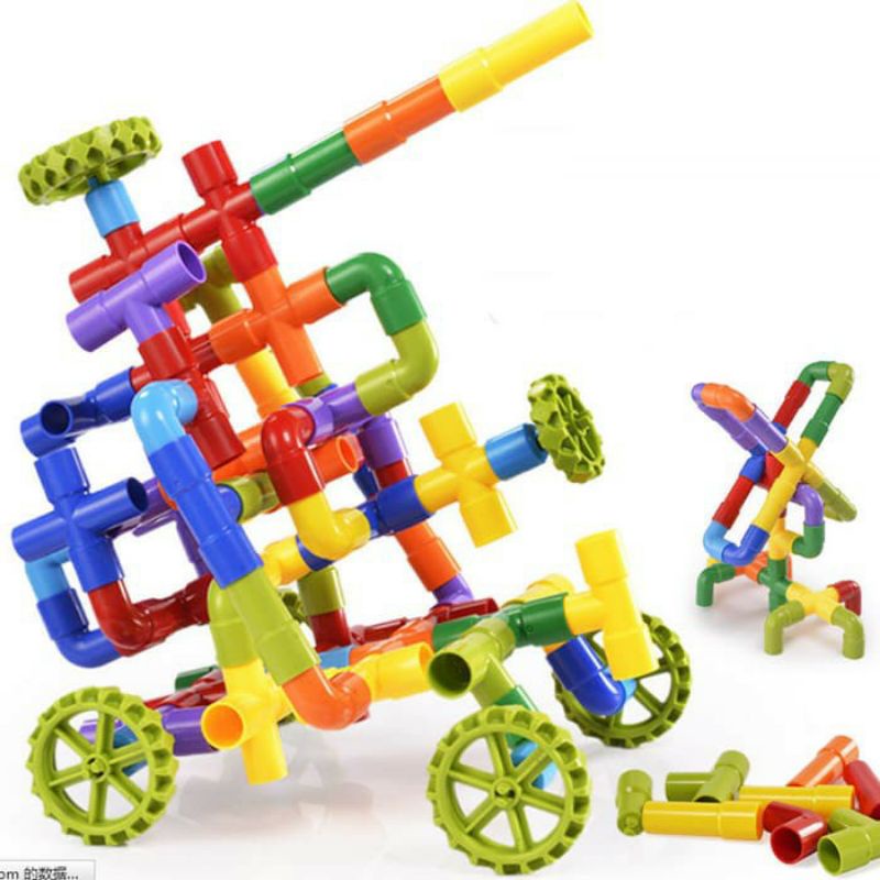 Mainan Edukasi Block Bricks Pipa - Pipe Blocks isi 90