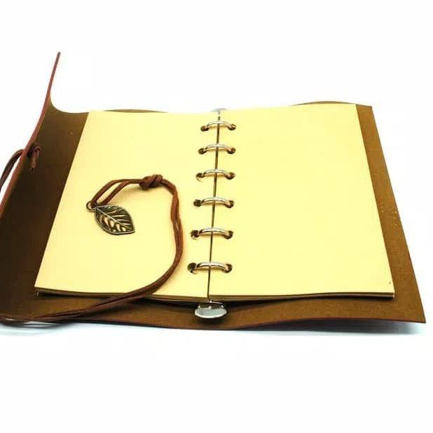 

♨ Binder / Buku Catatan Kulit Retro Leaf Kertas A6 - Brown ☈