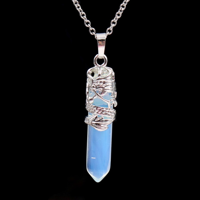 Kalung Liontin Batu Opal Quartz Bentuk Heksagonal Warna Pink Gaya Bohemian